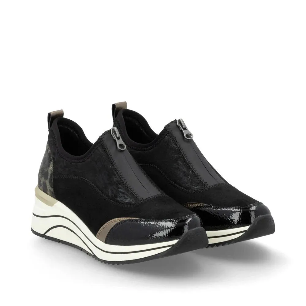 RIEKER SHOE CORPORATION ZIP FRONT SHOE - BLACK - D0T0802 Enhanced grip
