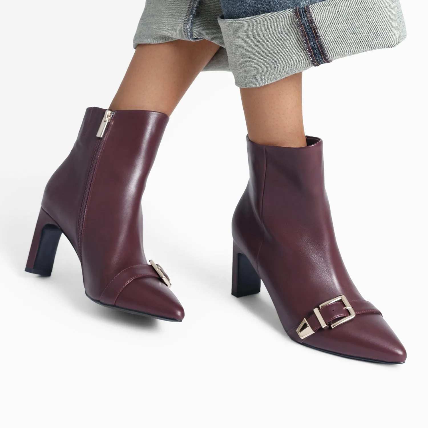 Rome Ltd Ed Ankle Boot | Oxblood leather Wide Heels