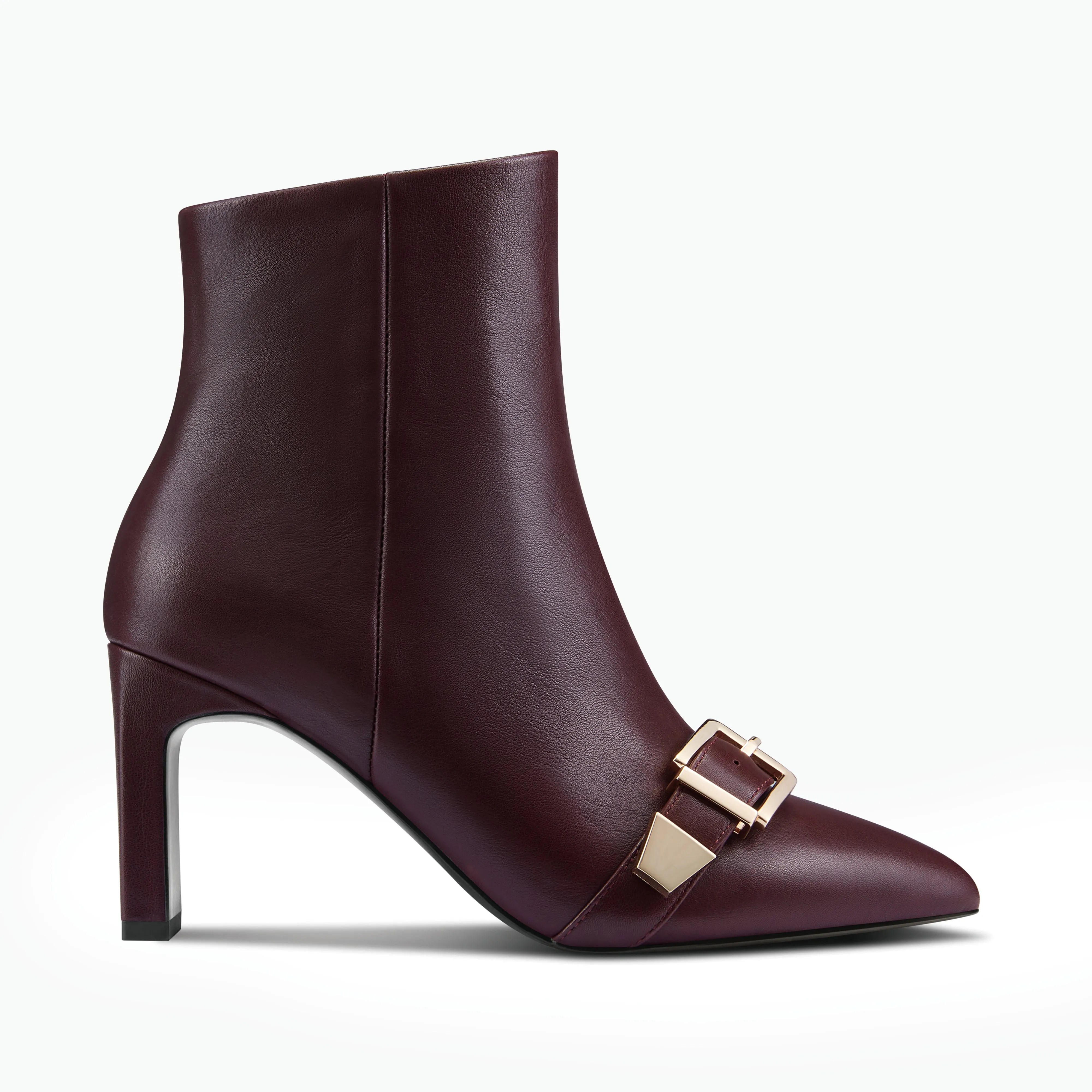 Rome Ltd Ed Ankle Boot | Oxblood leather Wide Strap Heels