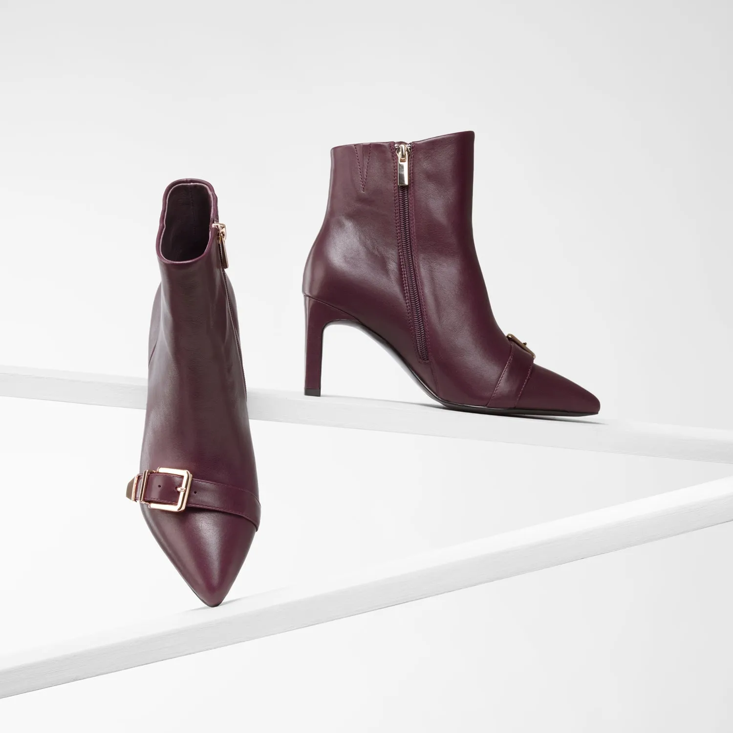 Rome Ltd Ed Ankle Boot | Oxblood leather Wide Heels