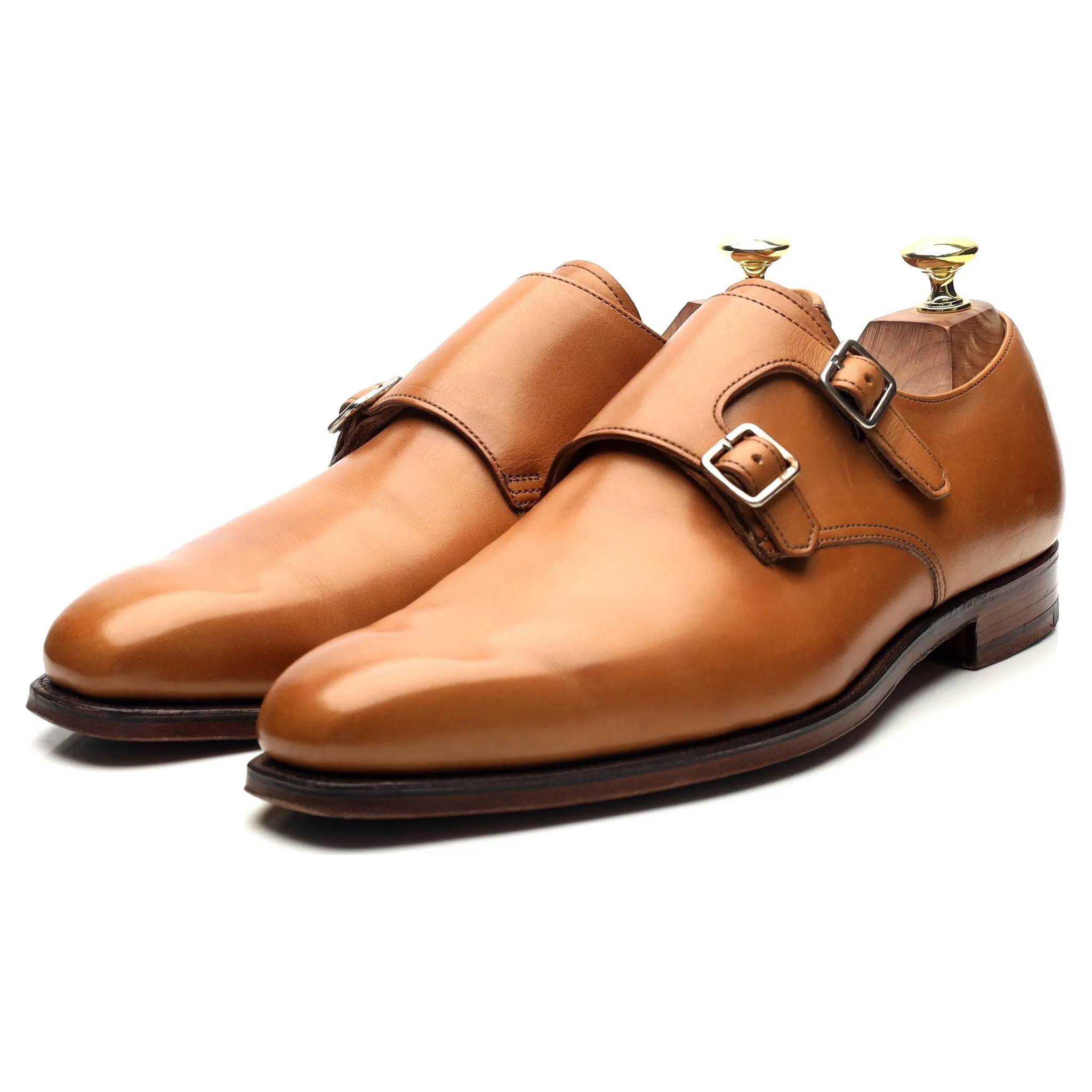 Rose & Born Tan Brown Leather Double Monk Strap UK 7.5 E City Mode