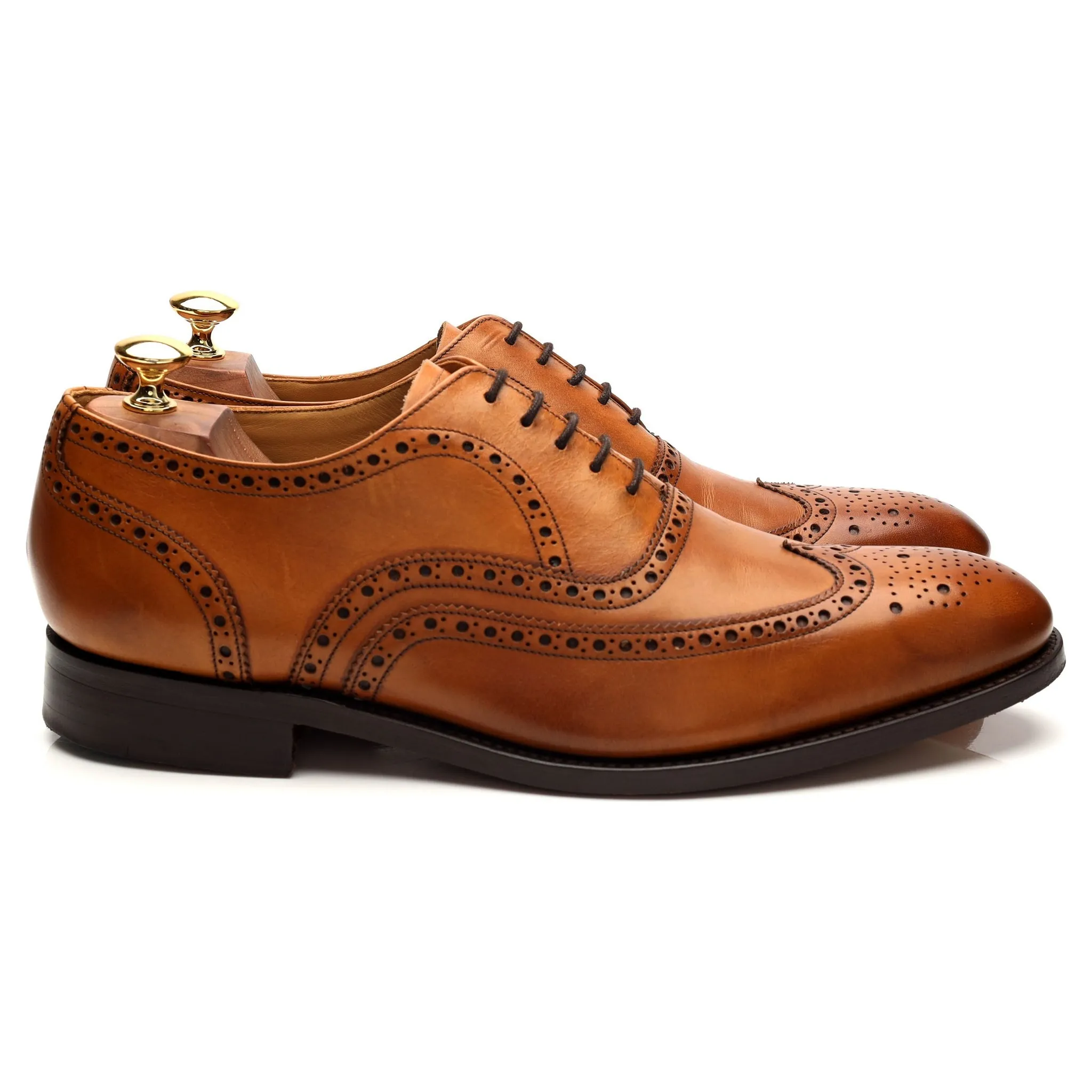 'Malton' Tan Brown Leather Oxford Brogues UK 10 G Timeless Appeal Smart Office