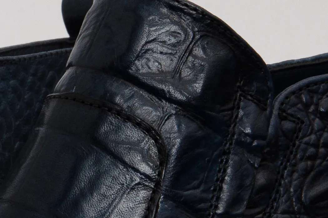 Round-toe The Randor Navy Blue Crocodile Leather Side-Zip Dress Ankle Men Boot