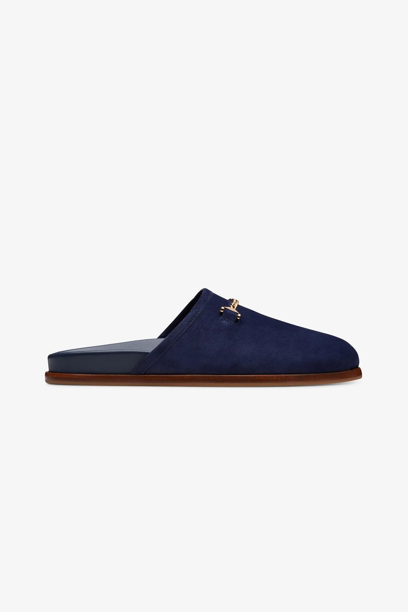 Rubber Strap Quincy Slipper Dark Blue Suede