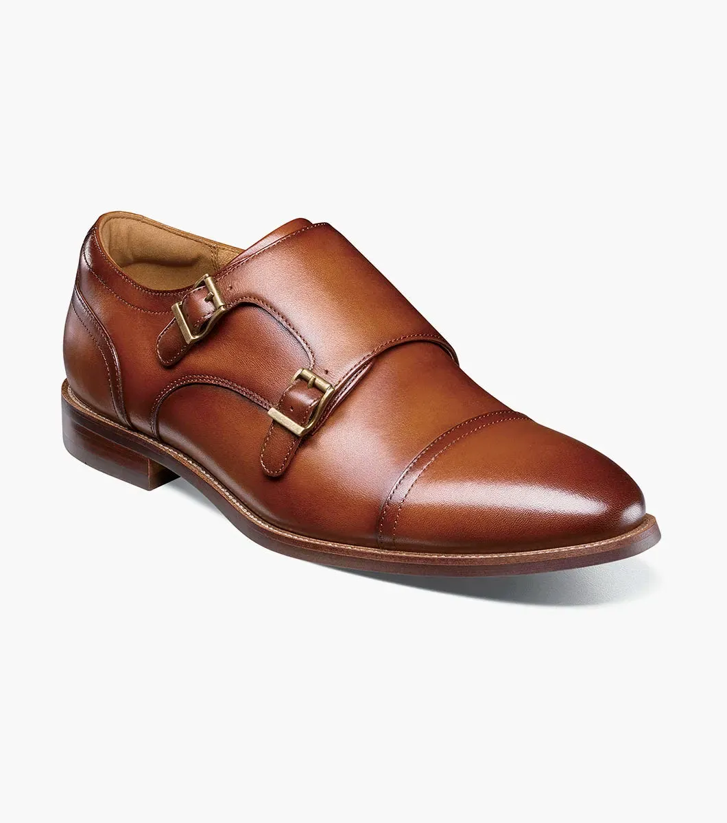 Rucci Cap Toe Double Monk Strap-Cognac| Florsheim Handcrafted Loafers