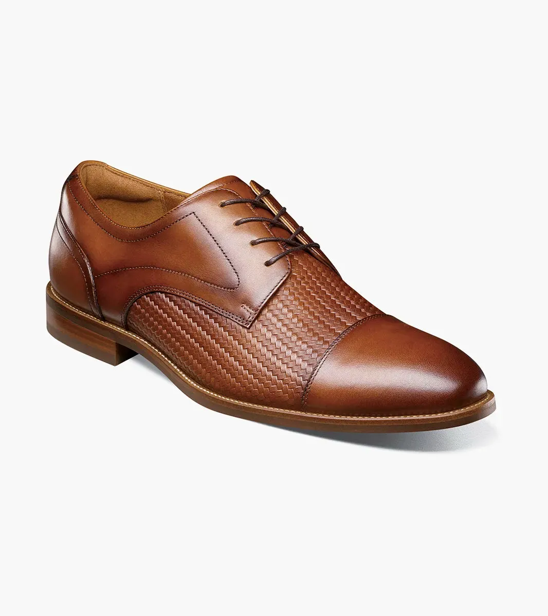 Rucci Weave Cap Toe Oxford-Cognac | Florsheim Smart Design