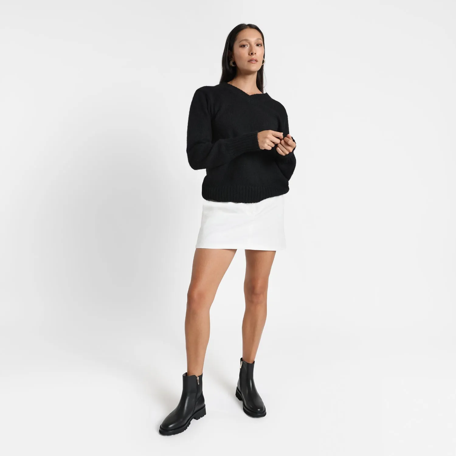 Rugged Outsole Jimmy Ankle Boot | Black leather