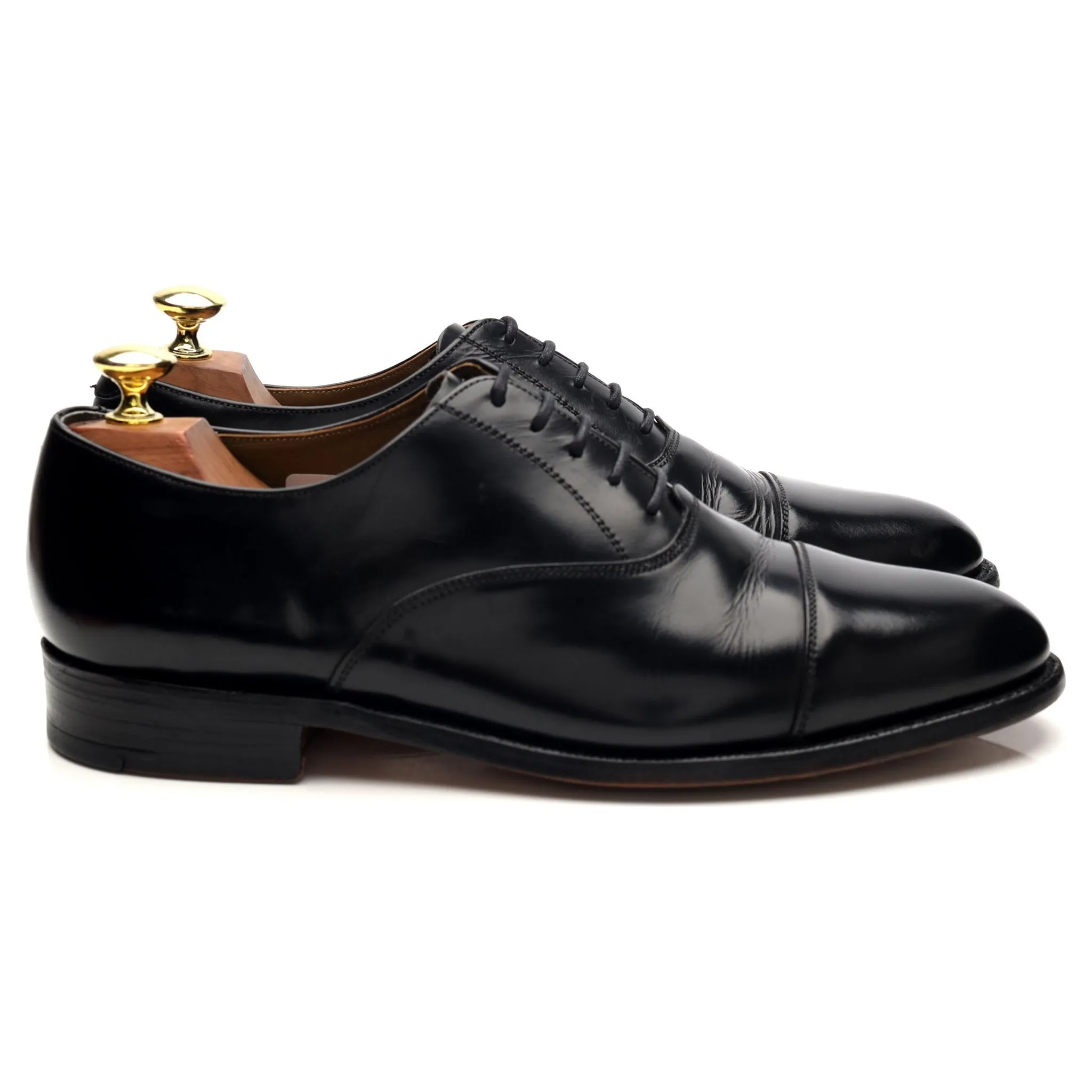 Russell & Bromley Black Leather Oxford UK 8.5 E Classic Walking Shoes