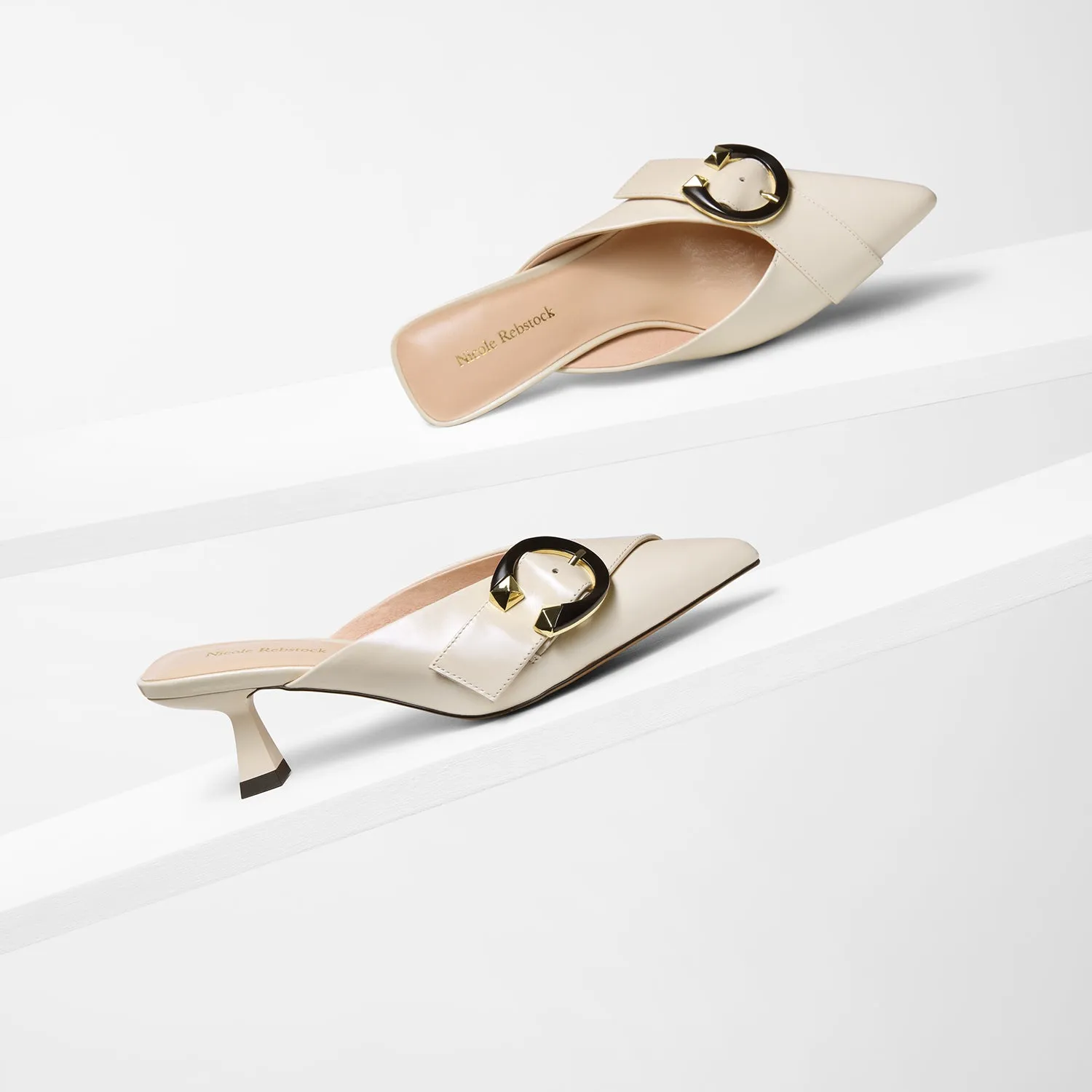 Sandro Mule Heel | Ivory Leather Casual Heels