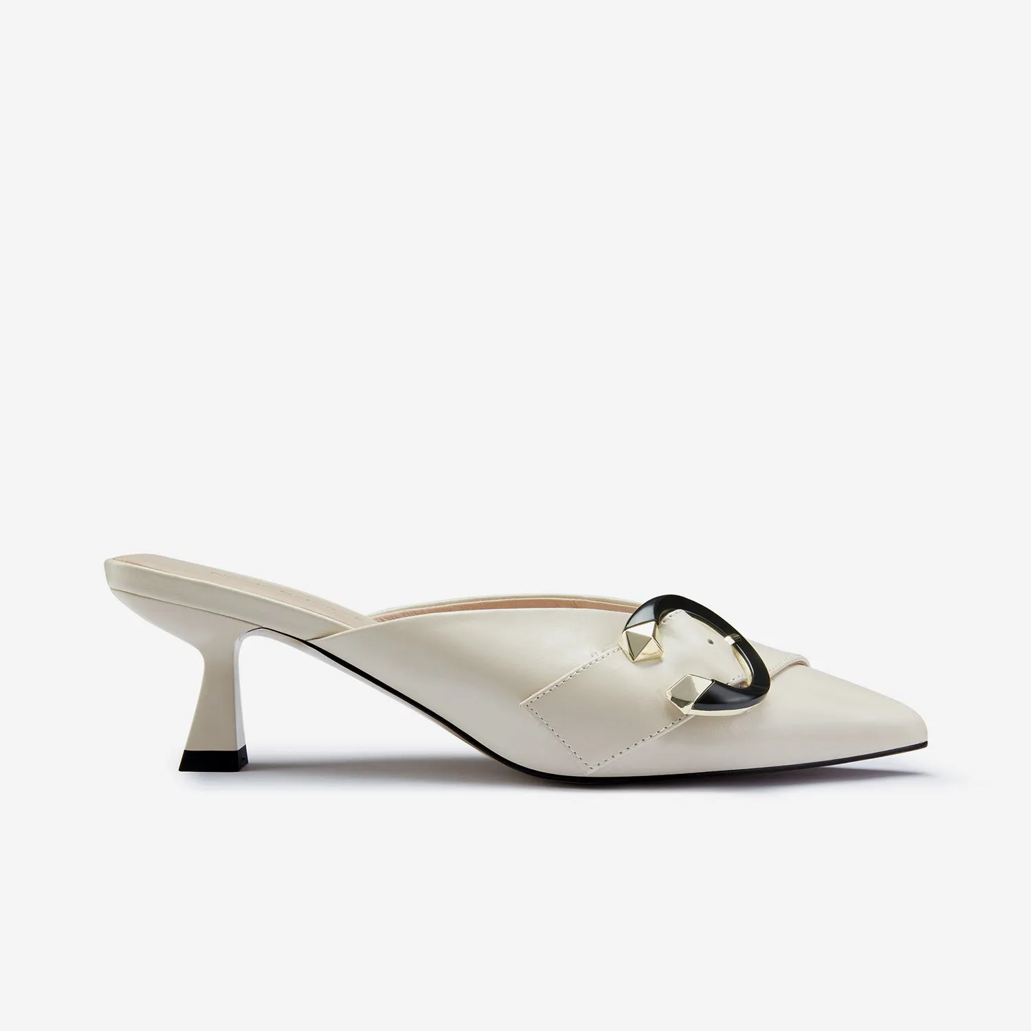 Sandro Mule Heel | Ivory Leather Casual Heels