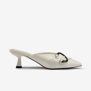 Sandro Mule Heel | Ivory Leather platform sandals Satin Wedding Shoes