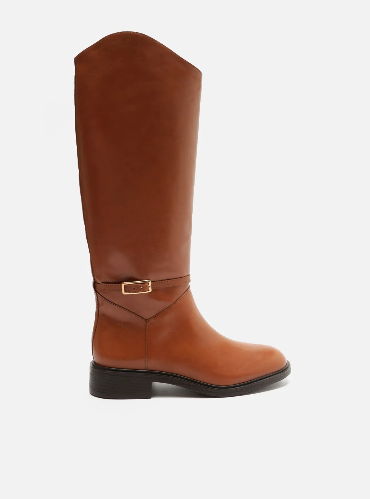 Satin Heels Mckenna Leather Block Boot