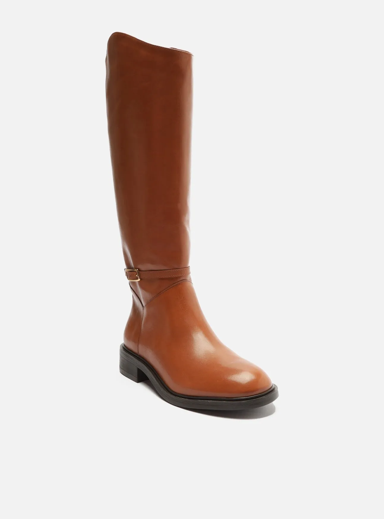 Satin Heels Mckenna Leather Block Boot