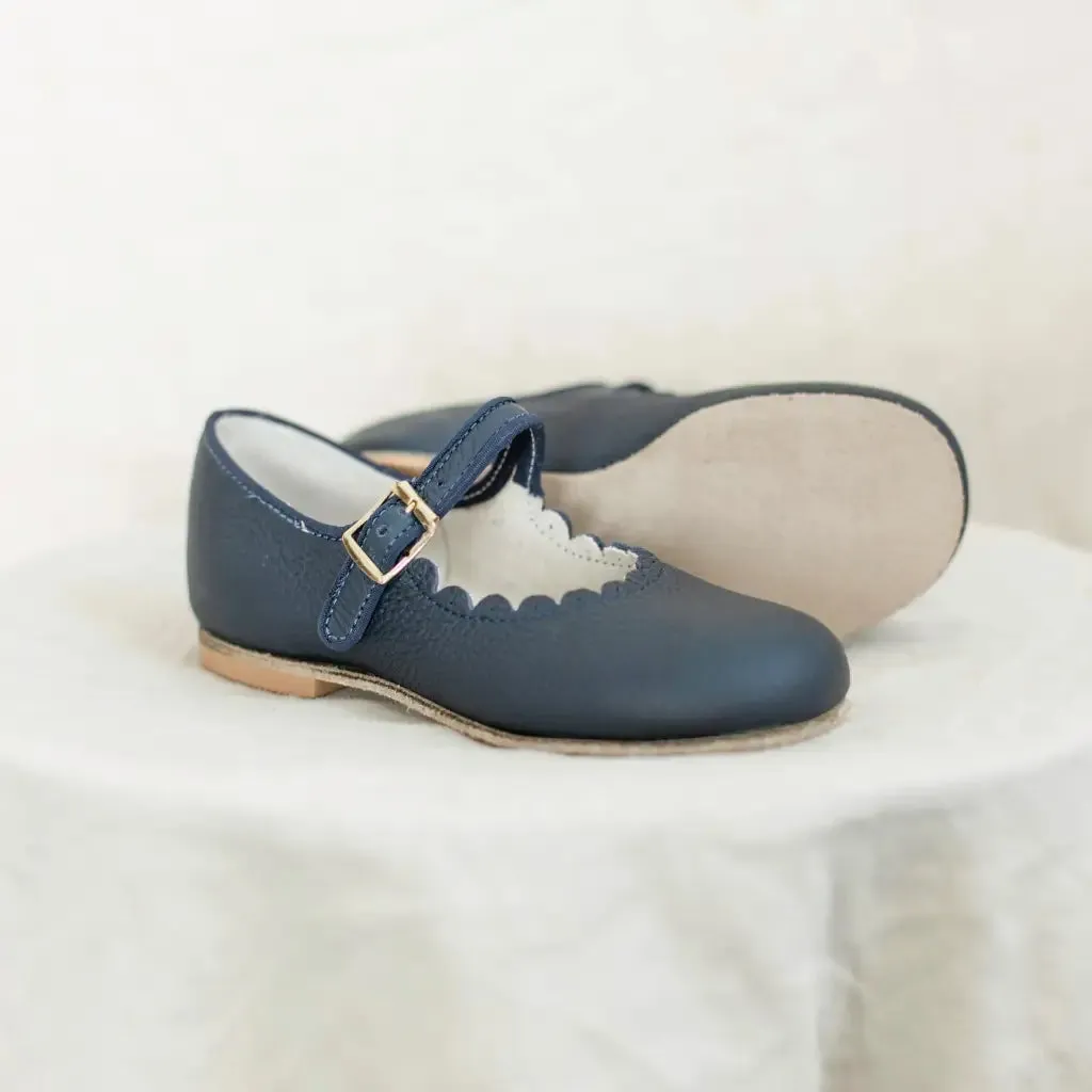 Scalloped Mary Jane - Navy Vintage Styles