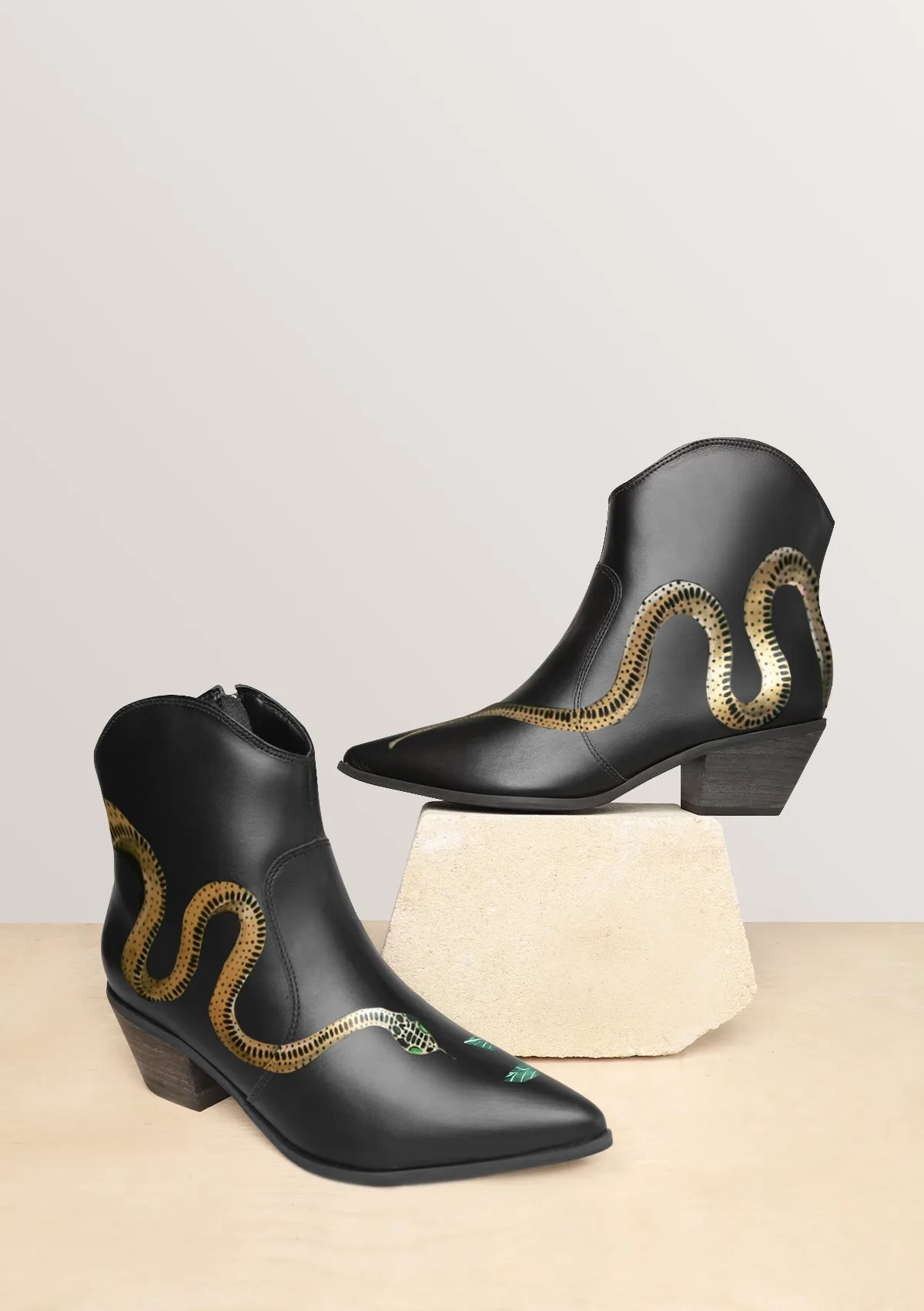 Serpent Black Cowboy Boot waterproof