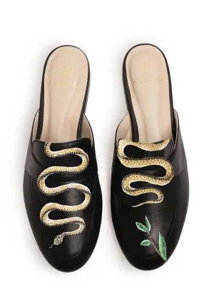 Modern Style Flexible Use Serpent Black Mule