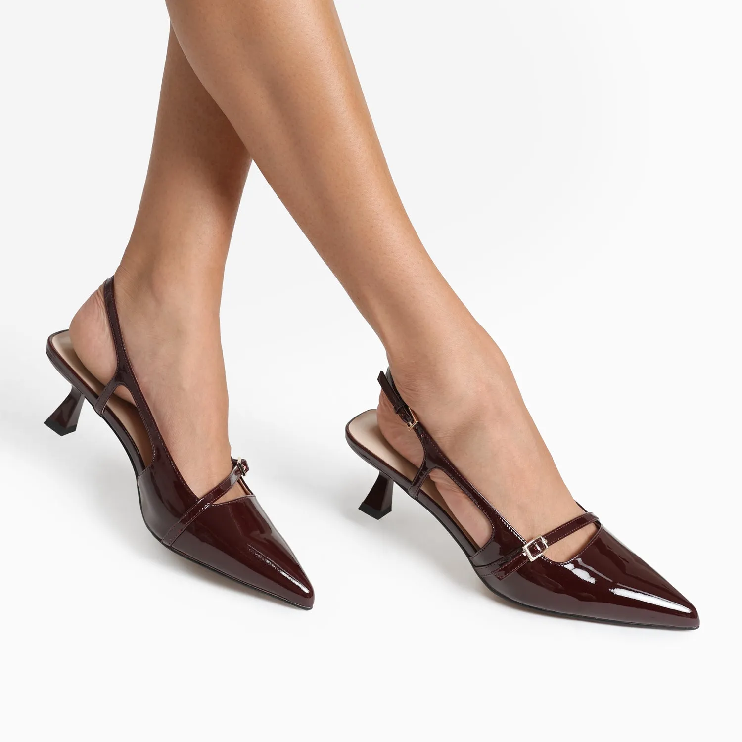 Sevilla Slingback Heel | Pinot Noir Patent Heeled Boots