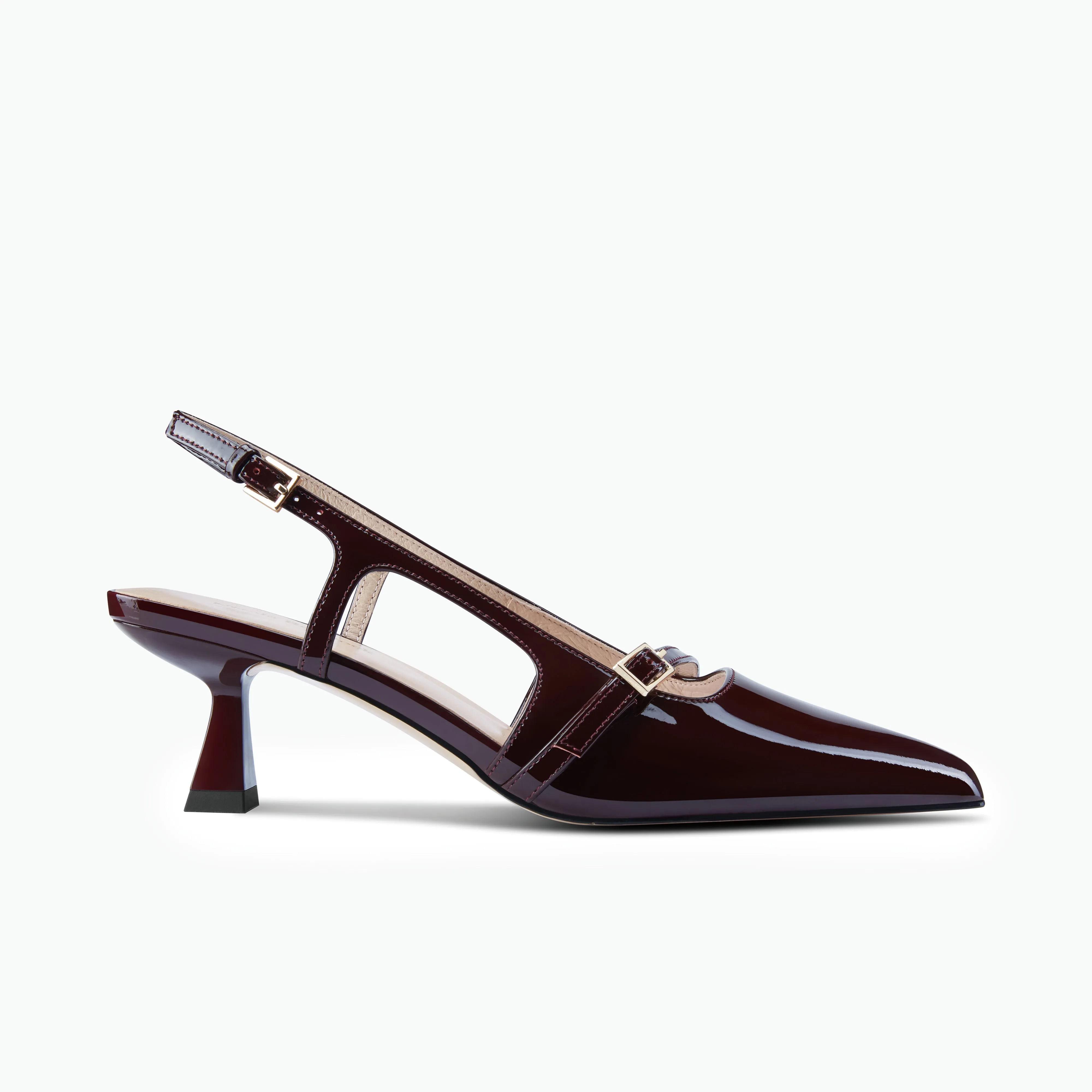 Sevilla Slingback Heel | Pinot Noir Patent Heeled Boots