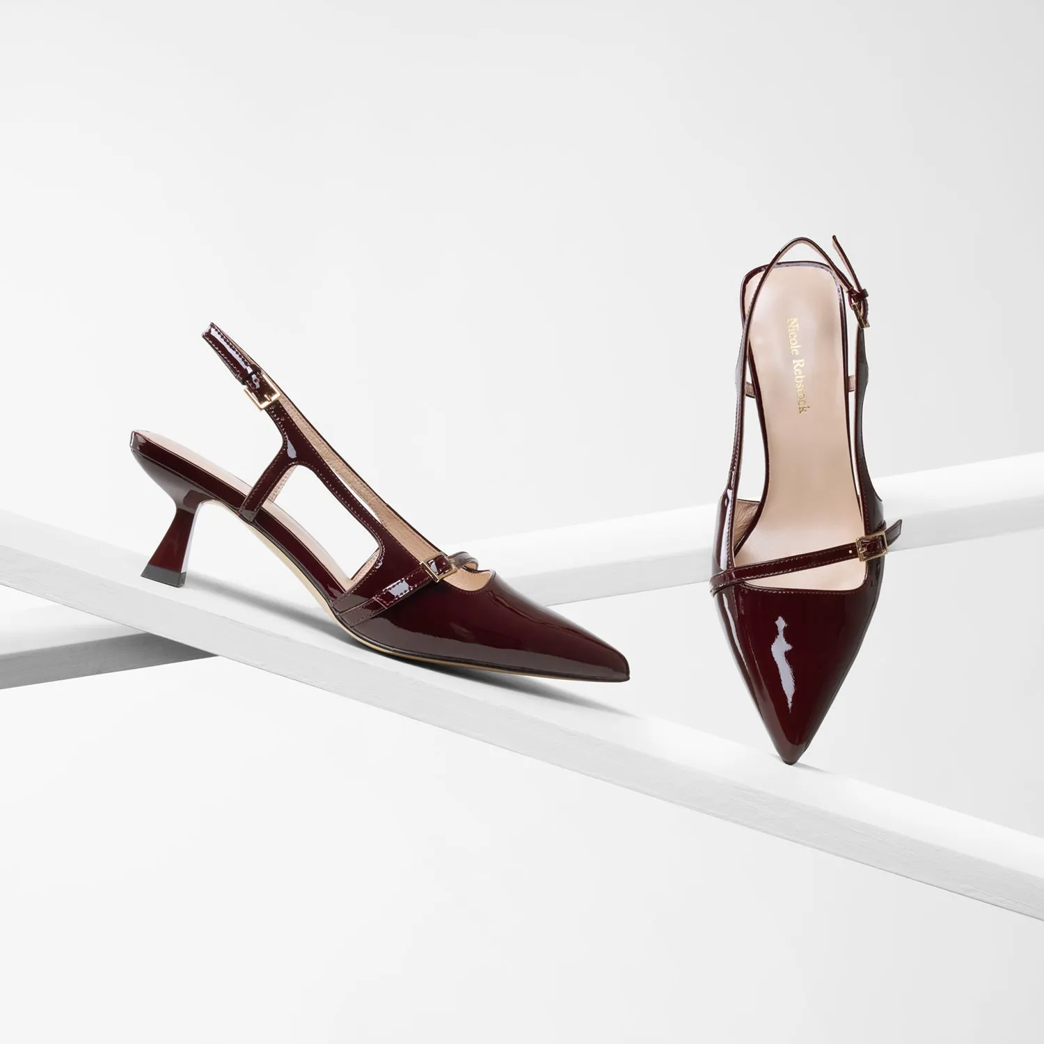 Sevilla Slingback Heel | Pinot Noir Patent Heeled Boots
