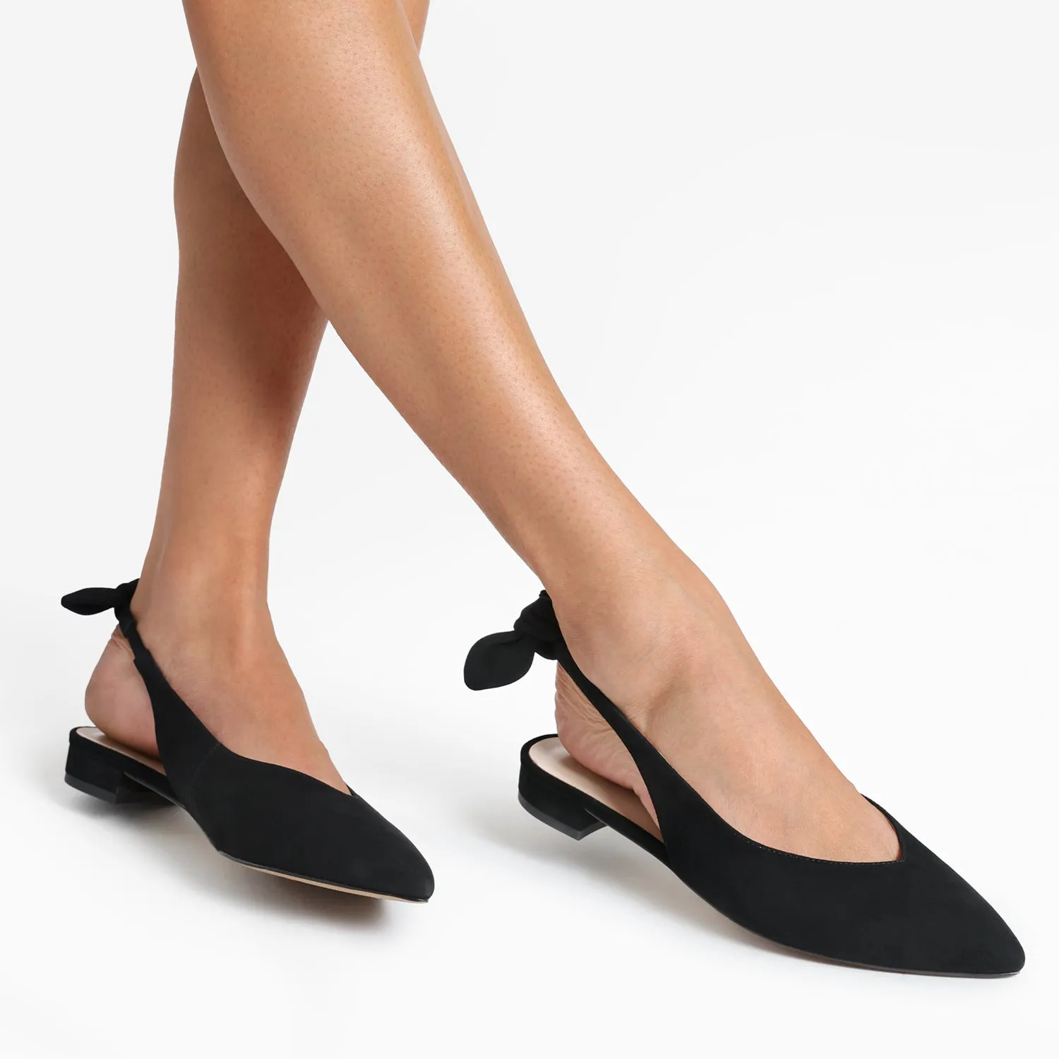 Sexy Heels Vienna Flat Slingback | Black suede