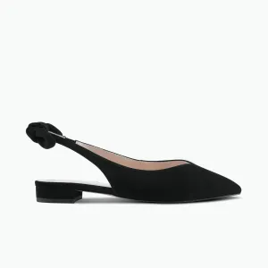 Vienna Flat Slingback | Black suede Professional Office Shoes Chic Heeled Booties