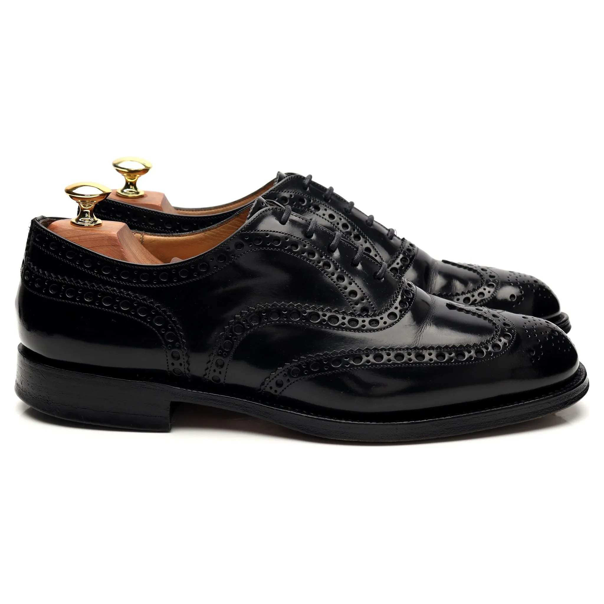 Classic Brown Day To Night Shoes 'Burwood' Black Leather Oxford Brogues UK 8 F