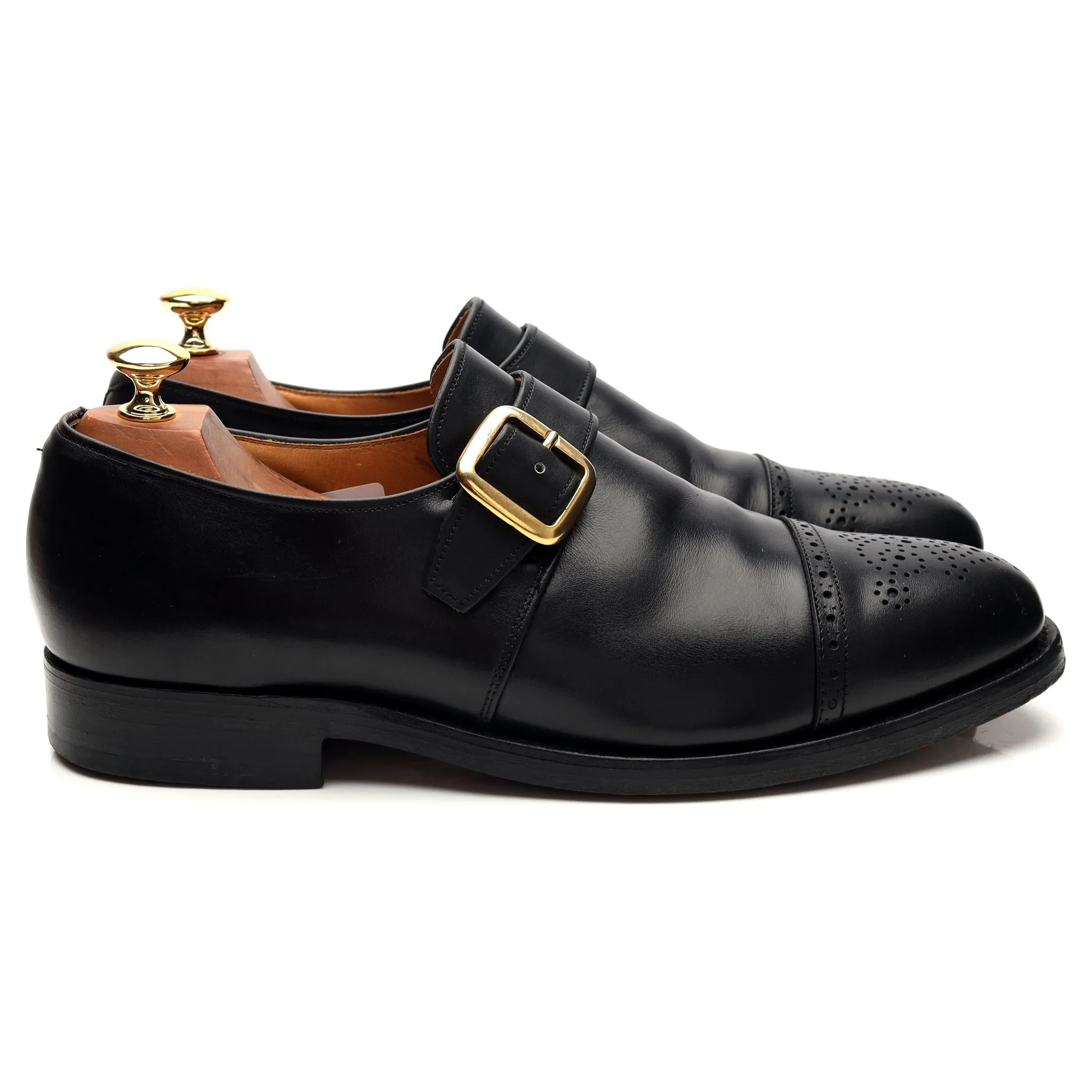 Stride Smooth Top Fit Shipton & Heneage 'Piccadilly' Black Leather Single Monk Strap UK 9 FX