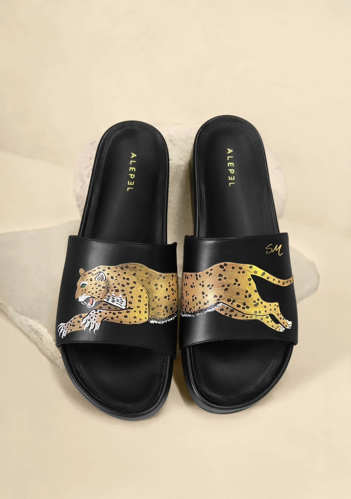 Shock Absorbing Leopard Black Slip On