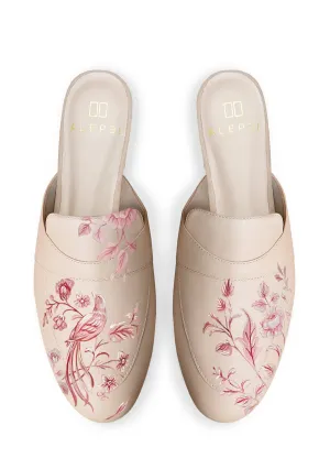 Quick Relaxation Slip-On Travel Shoes Eden Garden Beige Mule