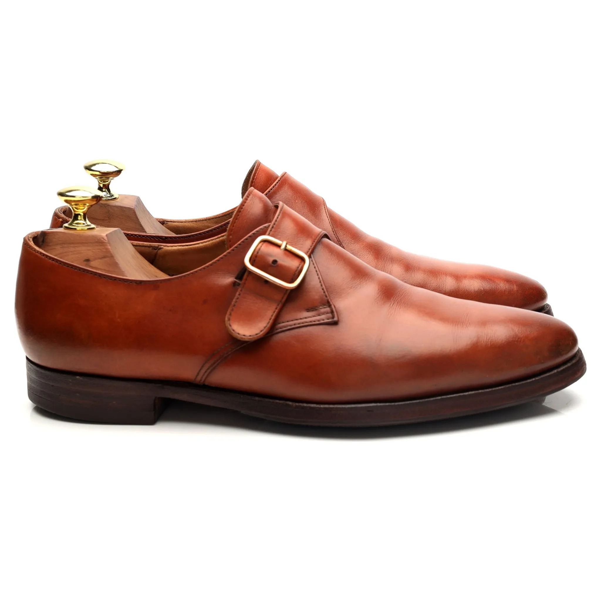 Point Tip Forever Shade 'Malvern' Tan Brown Leather Monk Strap UK 7.5 E
