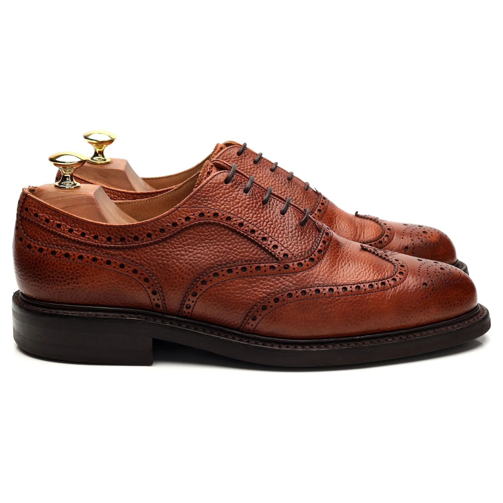 'Hythe' Tan Brown Grain Leather Oxford Brogue UK 8 F Formal Look Leather Wear Fit