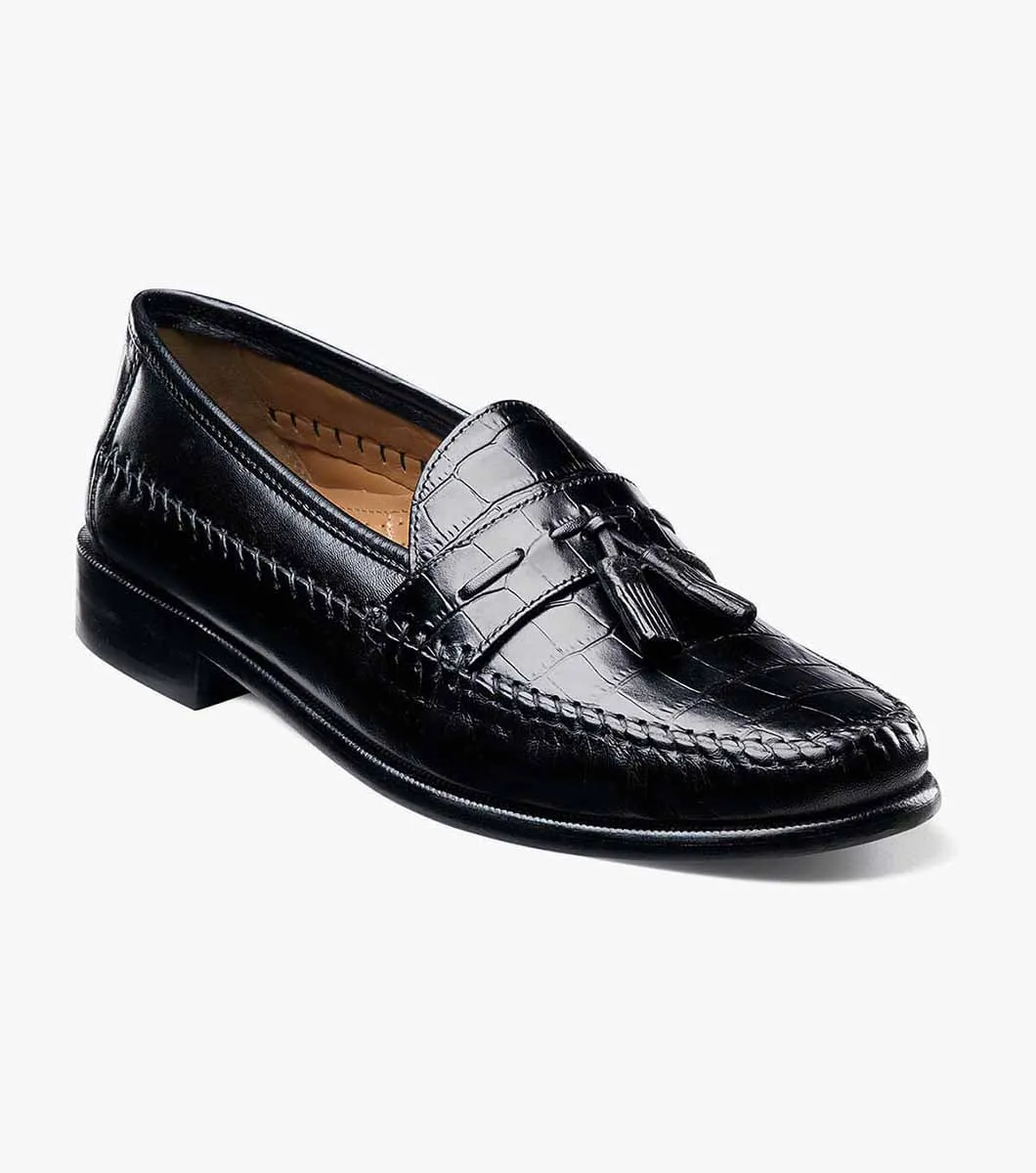 Signature Pointed-Toe Pisa Moc Toe Tassel Loafer-Black| Florsheim