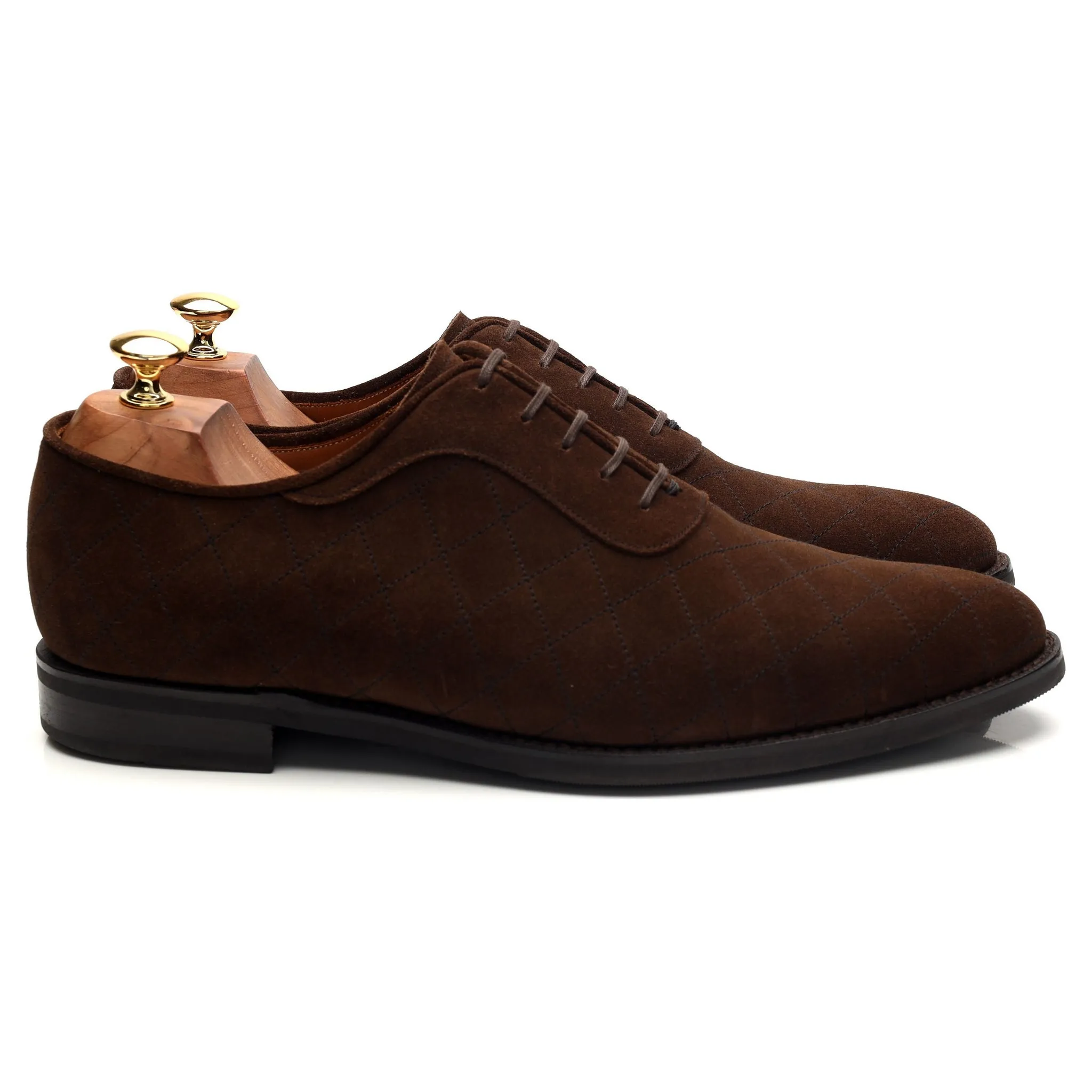 'Spokane' Brown Suede Quilted Oxford UK 10 E Smart Leather Step