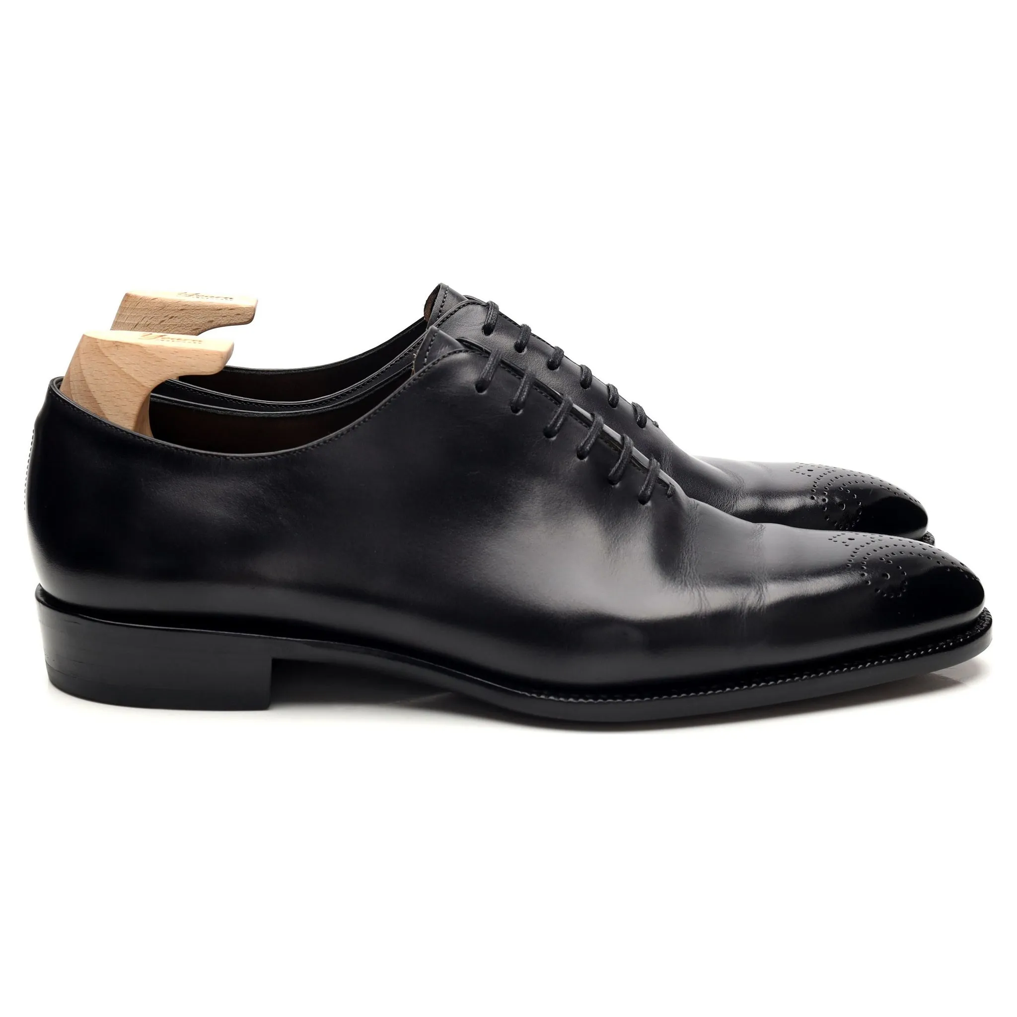 Modern Classic Breathable Leather 'OXF 215' Black Museum Leather Wholecut Oxford UK 8.5