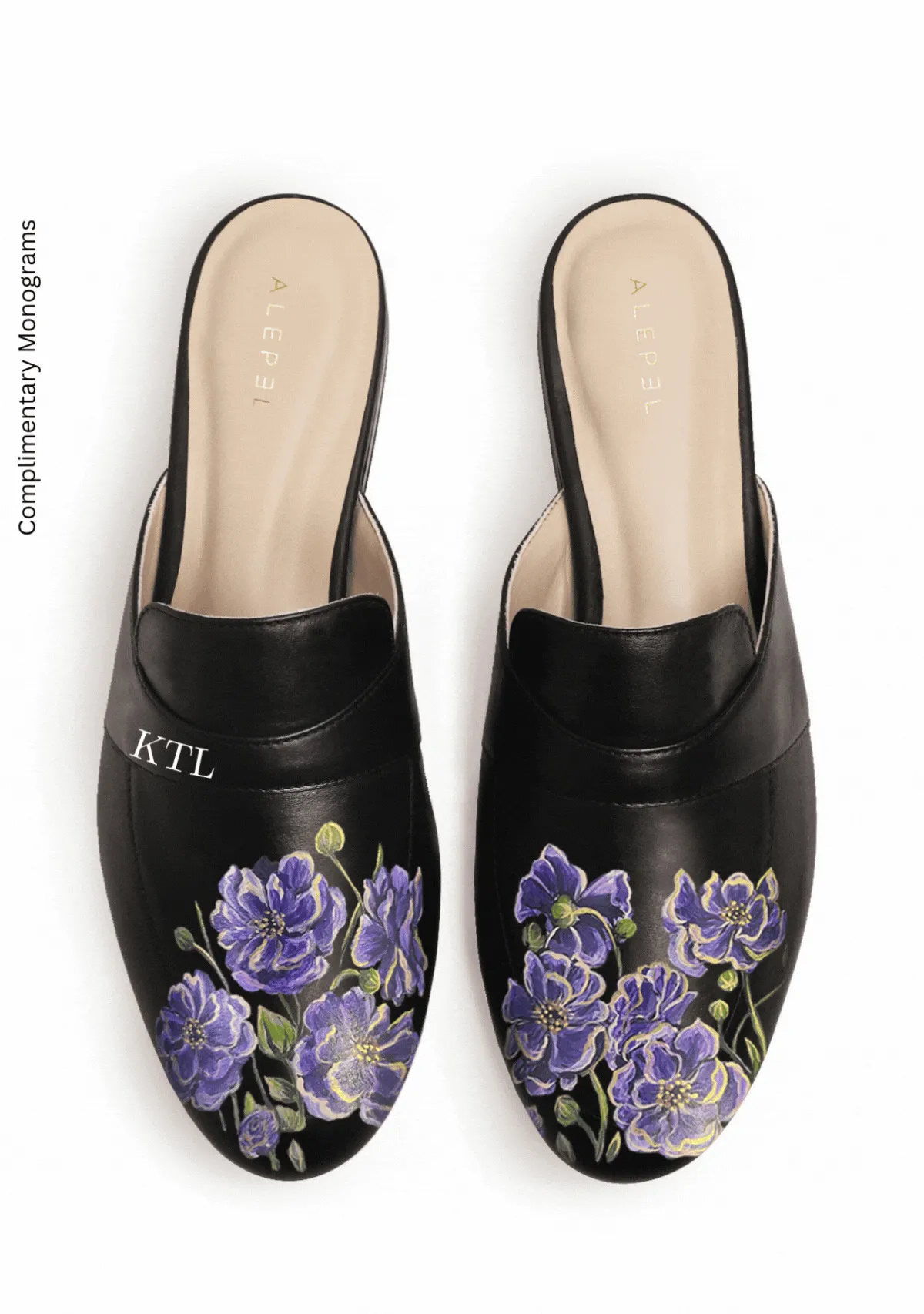 Slip-On Comfort Cosmos Flowers Black Mule