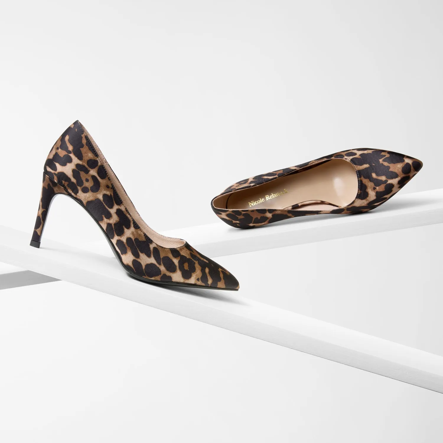 Slip-On Heels Nemesis 78mm Heel | Leopard Print Satin