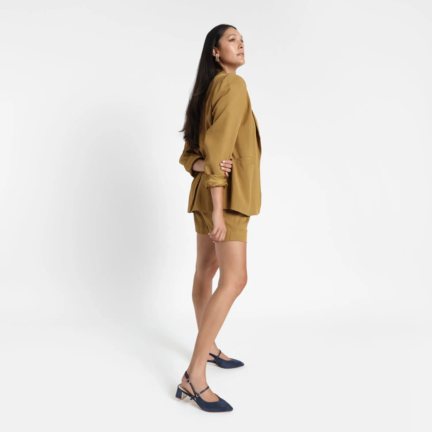 Slip-On Stilettos Harper Slingback Heel | Navy suede