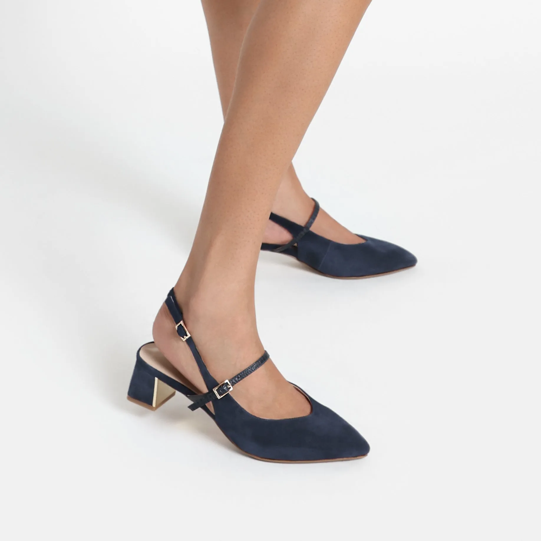 Slip-On Stilettos Harper Slingback Heel | Navy suede