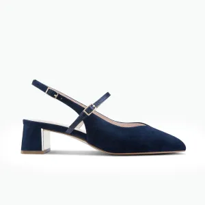 Comfortable Heels for Work Harper Slingback Heel | Navy suede