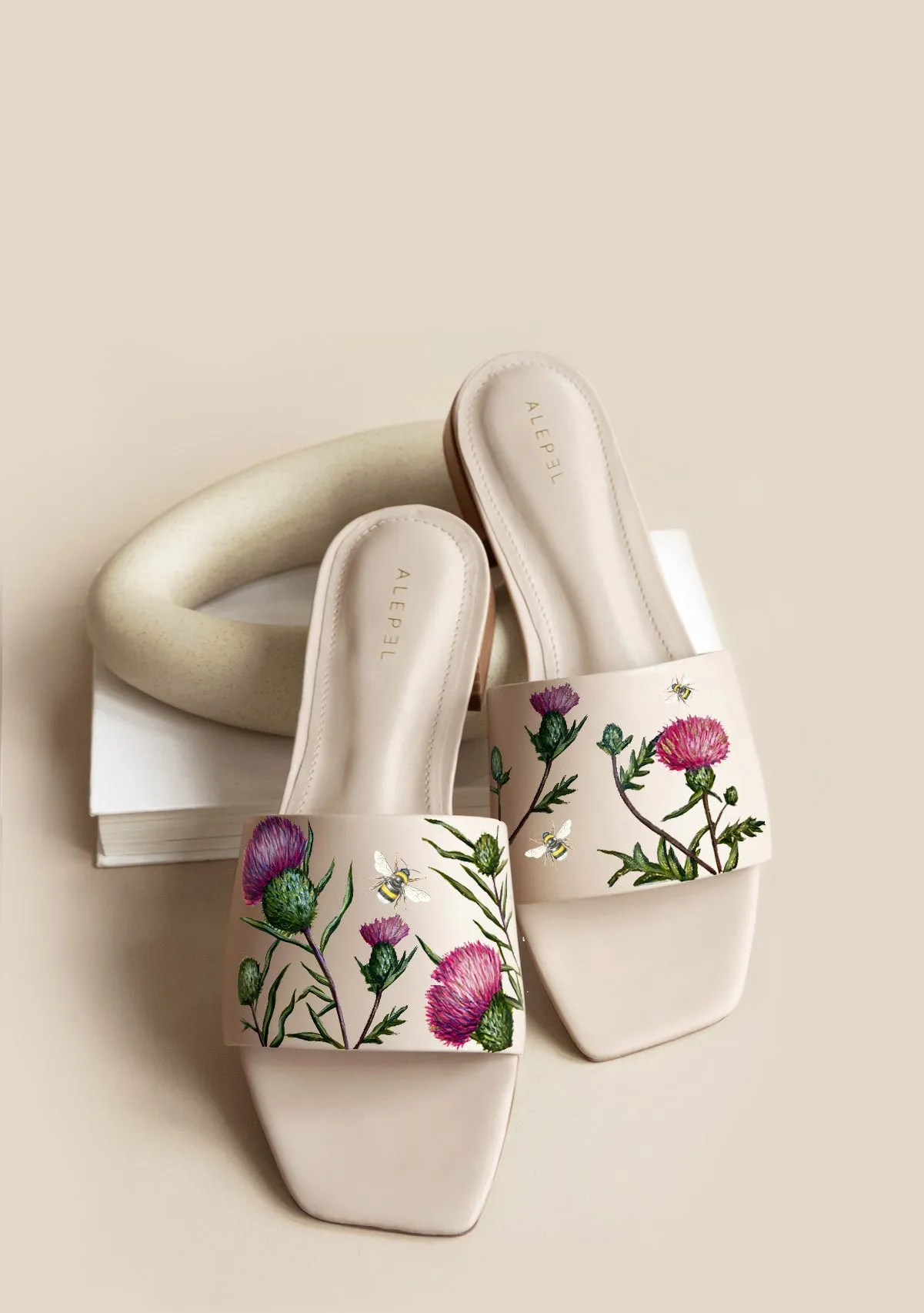Slip Resistant Sole Beige Square Custom Design