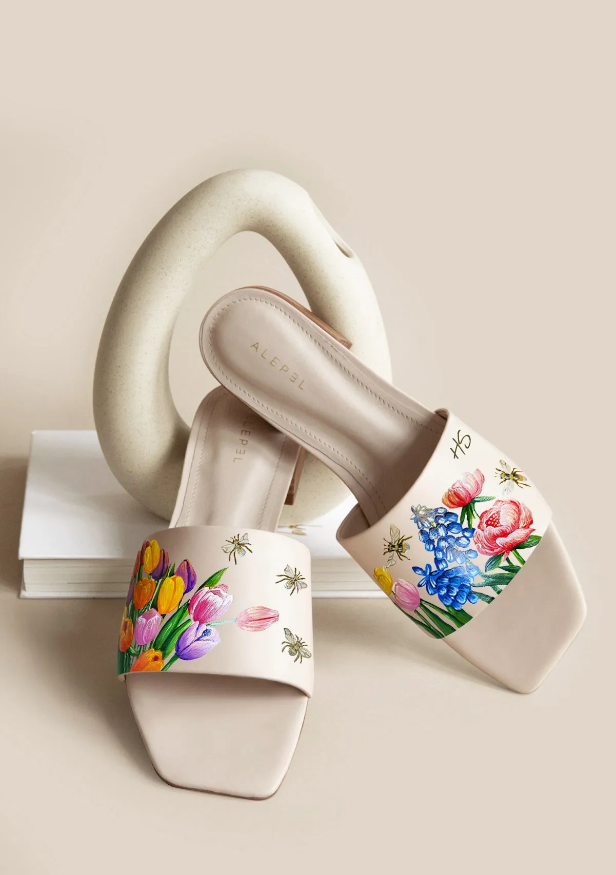 Slip Resistant Sole Beige Square Custom Design