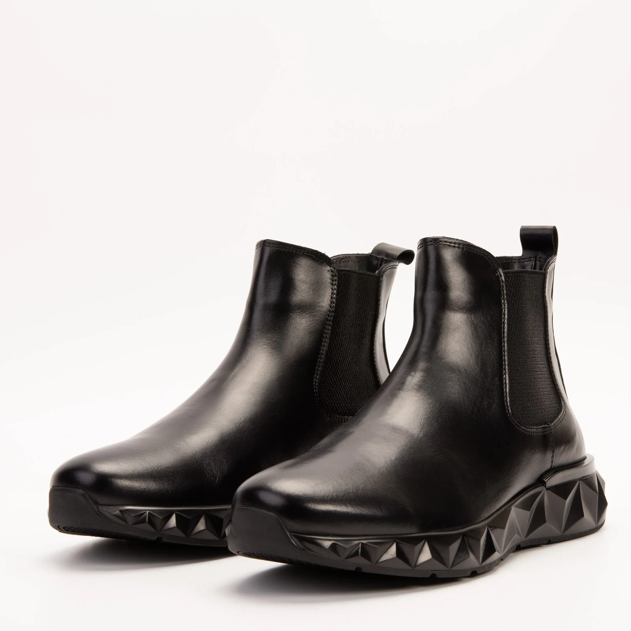 Smart-Casual The Apex Black Leather Men Chelsea Boot