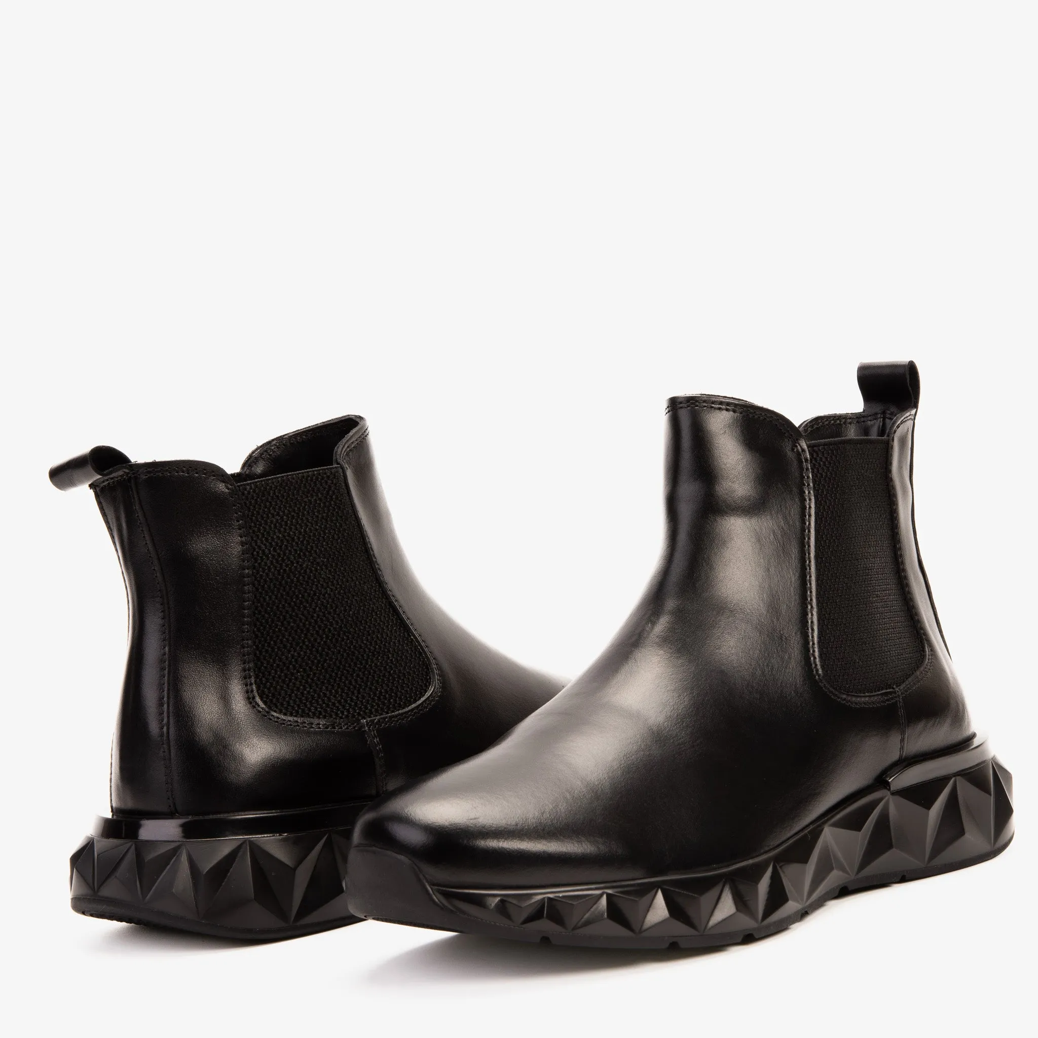 Smart-Casual The Apex Black Leather Men Chelsea Boot