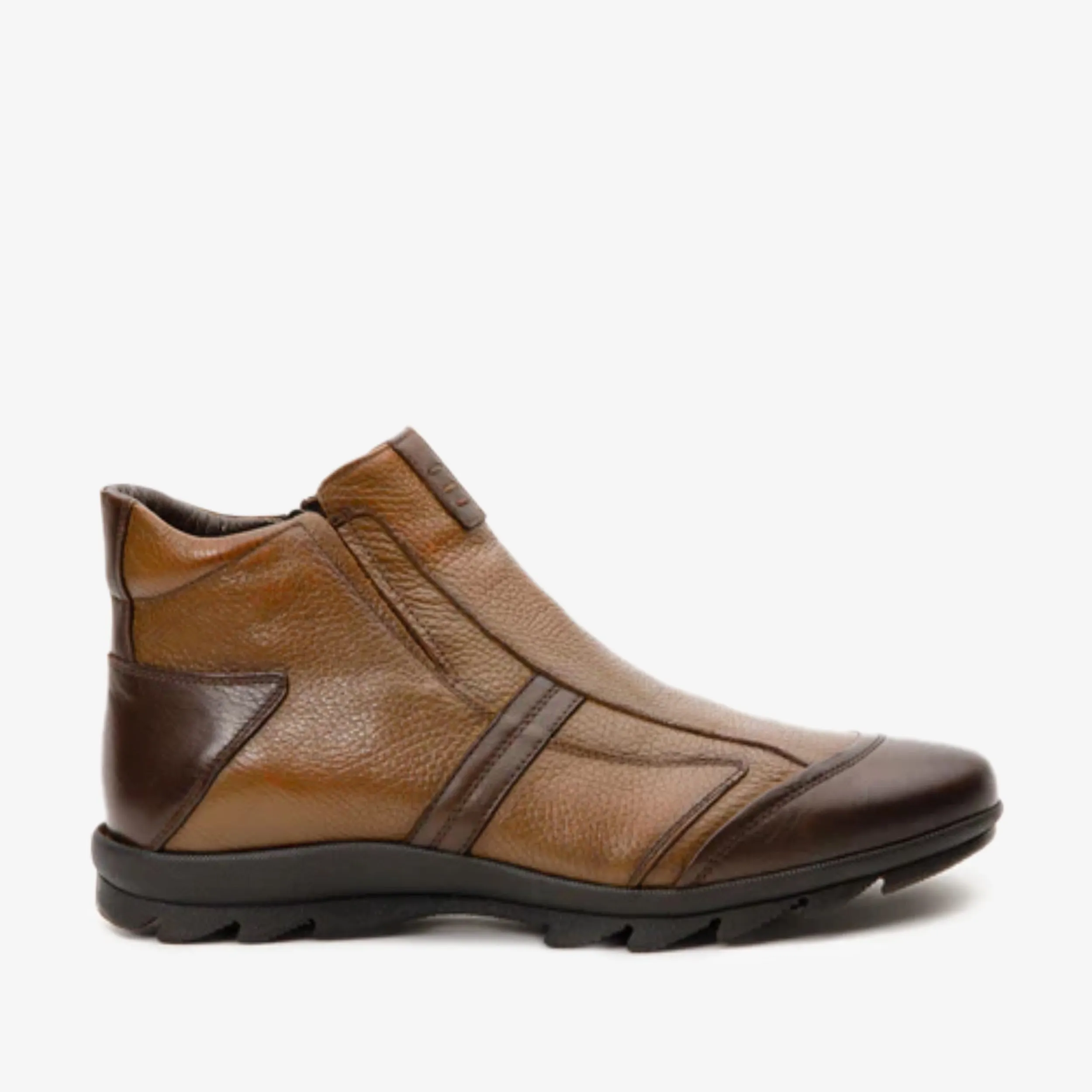 Durable Fabric Quick Fit The Montreal Brown Leather Casual Zip-Up Ankle Men Boot