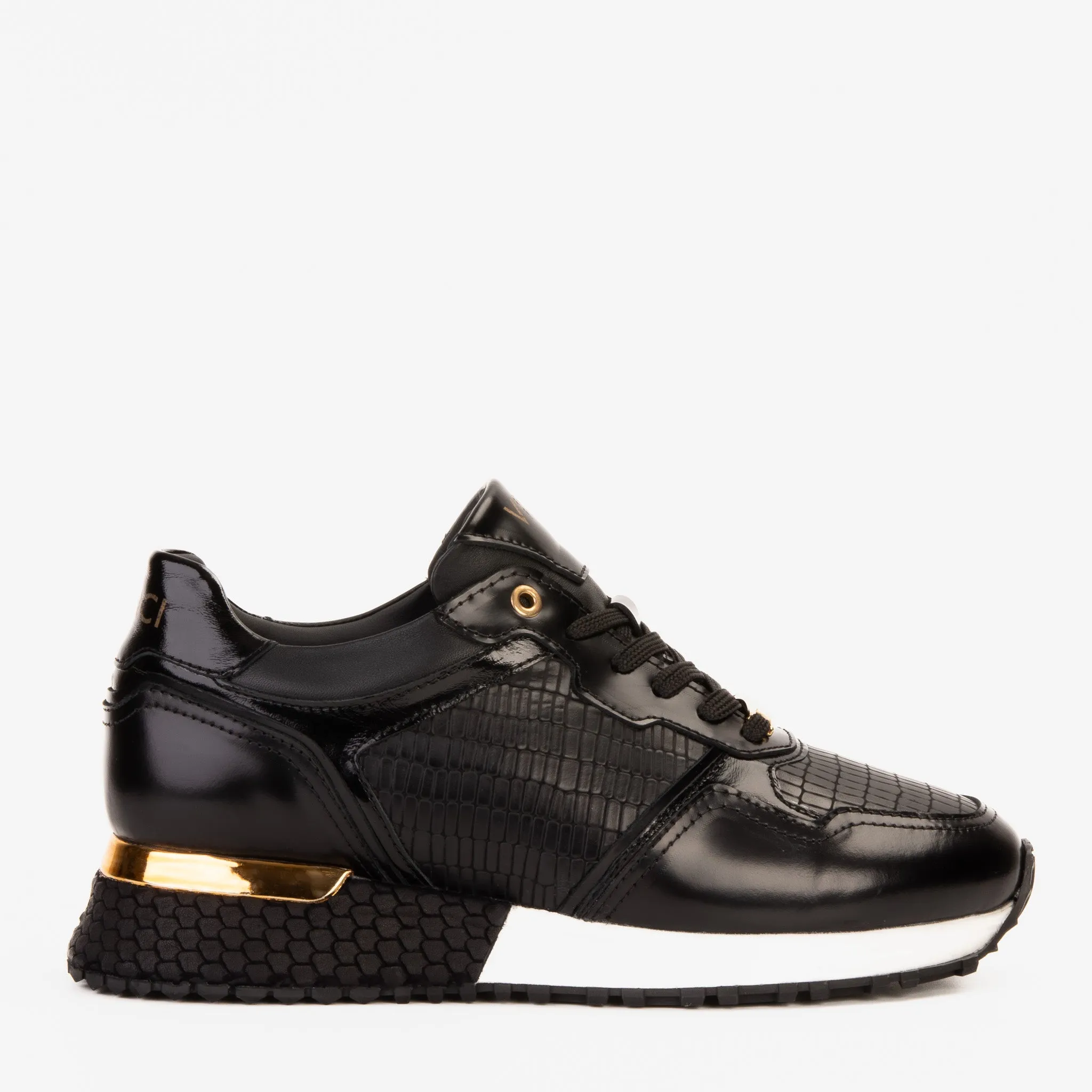 The Empire Black Leather Men Sneaker City Run Comfort Heel