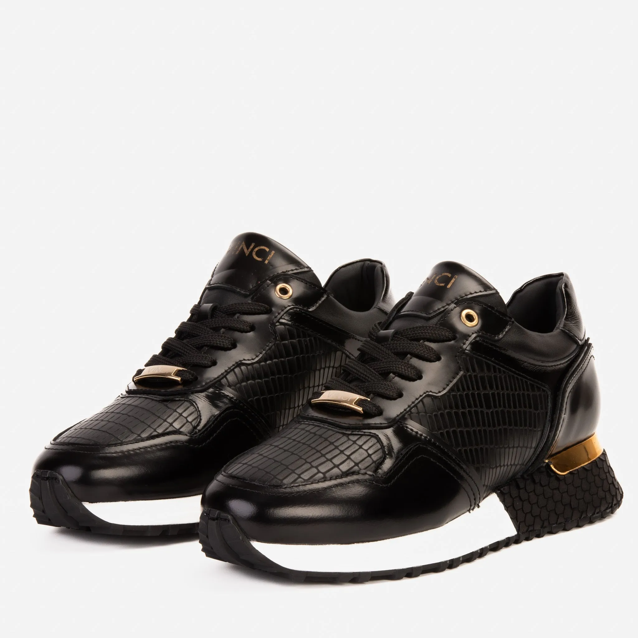 snug-fit The Empire Black Leather Men Sneaker