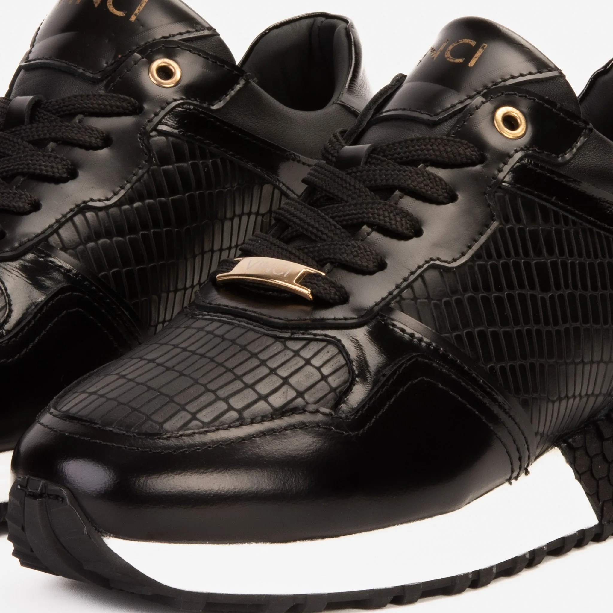 snug-fit The Empire Black Leather Men Sneaker