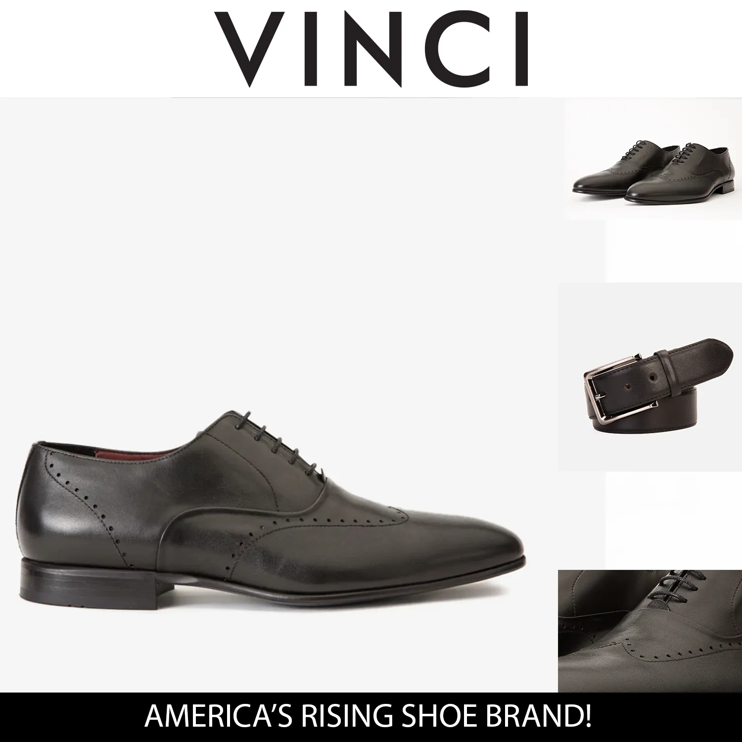 snug-fit The Roma Black Leather Wingtip Oxford Men Shoe