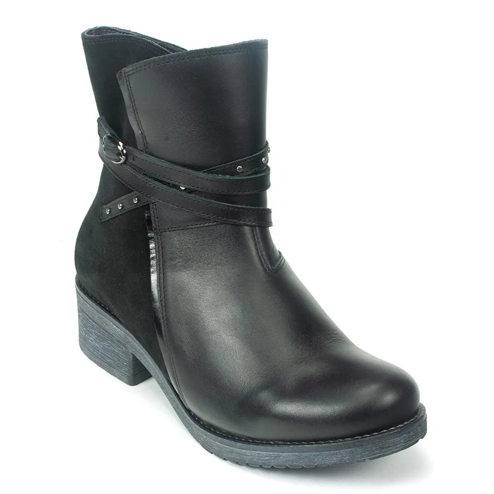 Naot Poet Boot (17605) Womens Shoes Black Raven/Black Suede/Black Madras