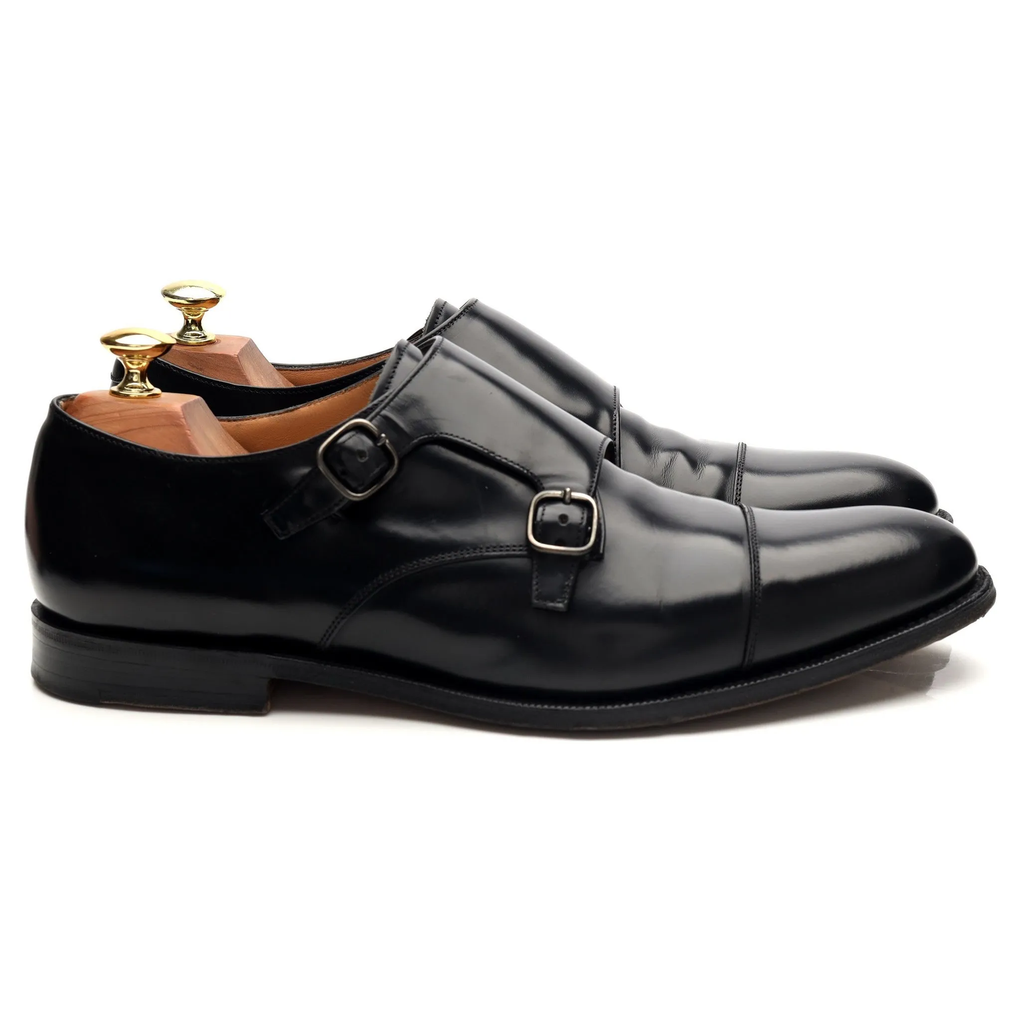 Head Turn day use 'Detroit' Black Leather Double Monk Strap UK 8.5 F